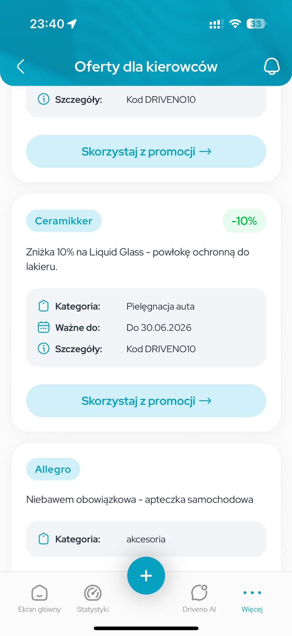 Oferty dla kierowców w Driveno